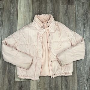 Pink puffer coat